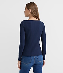 Ribbed Boatneck Button Top carousel Product Image 2