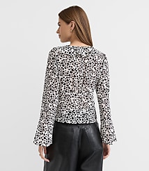 Heart Ruffle Tie Neck Blouse carousel Product Image 2