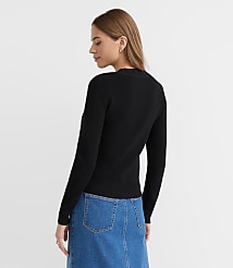 Ribbed Cutout Neck Sweater carousel Product Image 3