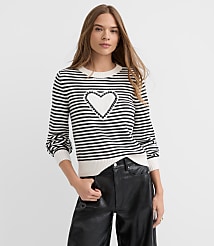 Heart Stripe Blouson Sweater carousel Product Image 1