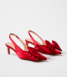 Satin Bow Slingback Kitten Heels carousel Product Image 1