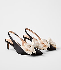Satin Bow Slingback Kitten Heels carousel Product Image 1