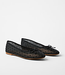 Velvet Dotted Mesh Ballet Flats carousel Product Image 1