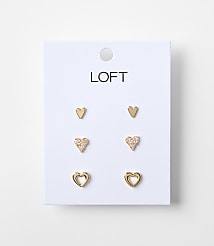 Pave Heart Stud Earring Set carousel Product Image 1