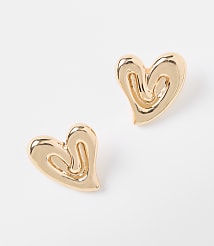 Molded Metal Heart Stud Earrings carousel Product Image 1