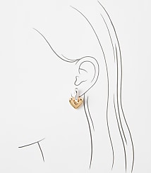 Molded Heart Drop Hoop Earrings carousel Product Image 2