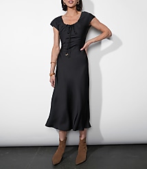 Greylin Inez Neck Drawstring Satin Midi Dress carousel Product Image 3