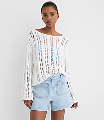 LOFT Beach Striped Open Stitch Boatneck Sweater carousel Product Image 1