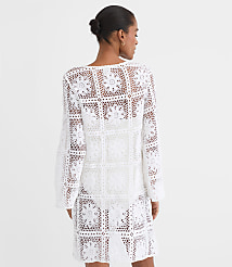 LOFT Beach Floral Tile Crochet Swimsuit Coverup carousel Product Image 4