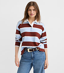 Rugby Stripe Polo Top carousel Product Image 1