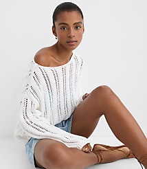LOFT Beach Striped Open Stitch Boatneck Sweater carousel Product Image 3