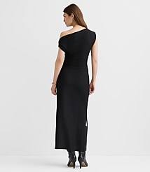 Asymmetrical Ruched Midi Dress carousel Product Image 2