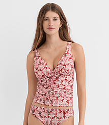 LOFT Beach Palm Ruched Crossback Tankini Top carousel Product Image 2