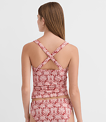 LOFT Beach Palm Ruched Crossback Tankini Top carousel Product Image 3