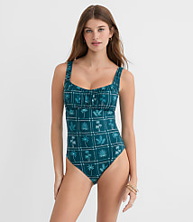 LOFT Beach Palm Ruched Bodice One Piece Swimsuit carousel Product Image 2