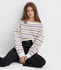 Textured Stripe Relaxed Sweater carousel Product Image 1