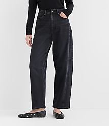 Rivete Seamed High Rise Barrel Jeans in Noir Wash carousel Product Image 2