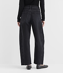 Rivete Seamed High Rise Barrel Jeans in Noir Wash carousel Product Image 3