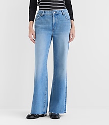 Rivete Curvy Fresh Cut Mid Rise Loose Flare Jeans in Light Wash carousel Product Image 1