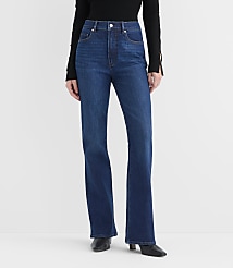 Rivete Curvy High Rise Slim Flare Jeans in Muse Wash carousel Product Image 1