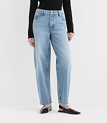 Rivete Curvy Mid Rise Barrel Jeans in Aura Wash carousel Product Image 1