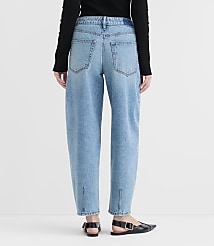 Rivete Curvy Mid Rise Barrel Jeans in Aura Wash carousel Product Image 2