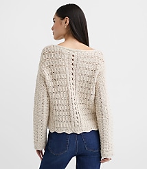 Scalloped Pointelle Boatneck Sweater carousel Product Image 2