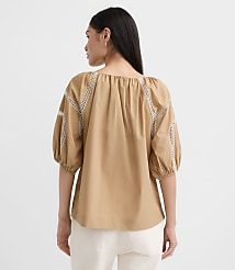 Embroidered Poplin Puff Sleeve Blouse carousel Product Image 2