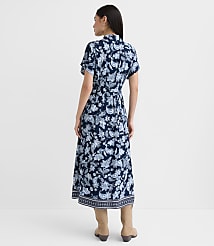 Paisley Pleated Midi Pocket Shirtdress carousel Product Image 3