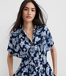 Paisley Pleated Midi Pocket Shirtdress carousel Product Image 2