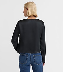 Lace Trim Satin Bow Blouse carousel Product Image 3