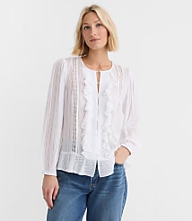 Floral Lace Trim Ruffle Blouse carousel Product Image 3