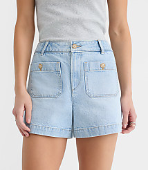Curvy Palmer Denim Shorts in Light Vintage Wash carousel Product Image 1