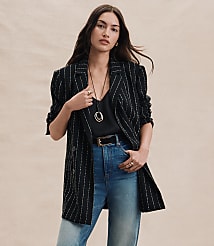 Brushed Pinstripe Tailored Double Breasted Blazer carousel Product Image 4