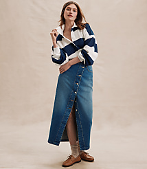 Cutaway Denim Midi Skirt in Modern Indigo Wash carousel Product Image 4