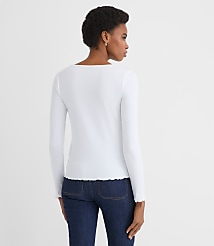 Ruffle Trimmed Ribbed Tee carousel Product Image 2