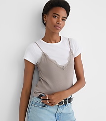 Lace Perfect Ribbed Cami Tee carousel Product Image 1