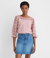 Floral Lace Boatneck Blouse carousel Product Image 1