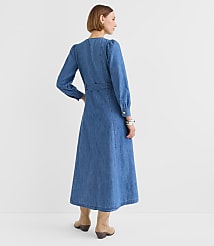 Chambray Balloon Sleeve Midi Pocket Dress carousel Product Image 2