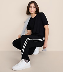 Lou & Grey Double Stripe Pintucked Luvstretch Wide Leg Pants carousel Product Image 1