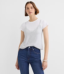 Heathered Lace Perfect Ribbed Cami Tee carousel Product Image 1