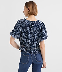 Paisley Ruffle V-Neck Blouse carousel Product Image 2