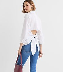 Striped Cutout Tie Back Poplin Shirt carousel Product Image 2