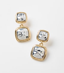 Mixed Metal Square Drop Earrings carousel Product Image 1