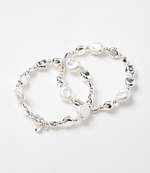 Pearlized Metal Stretch Bracelet Set carousel Product Image 1