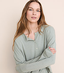 Lou & Grey Heathered Softened Modal Henley Pajama Top carousel Product Image 1