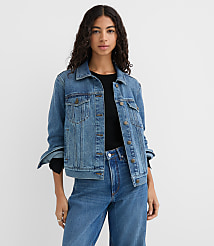 Rivete Denim Trucker Jacket in Vintage Mid Wash carousel Product Image 1