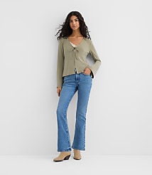Rivete Mid Rise Boot Jeans in Vintage Mid Wash carousel Product Image 1