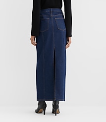 Rivete Seamed Denim Maxi Skirt in Nova Wash carousel Product Image 3