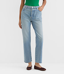 Rivete Curvy High Rise Straight Jeans in Vintage Mid Wash carousel Product Image 1